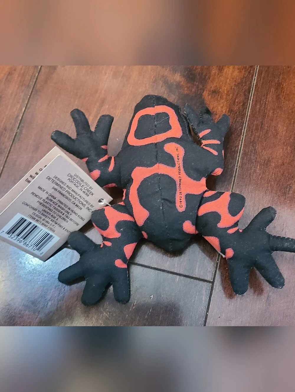 Vintage 1990 WWF Poison Arrow Frog Plush Bean Bag Tagged Determined Products Red